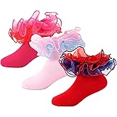 MKYSZLT Girls Ruffle Socks Toddler Girl Lace Frilly Dress Socks Cute Church Pageant Sock with Big Ruffles for Baby Little Kid