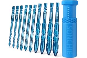 SONCHIE Eccentric Drill Bit Set - Set of 10 Carbide-Tipped Crooked Drill bit Masonry Drill Bit Sets forConcrete/Walls/Tiles/Glass/Hard Plastic/Cement/Granite, etc