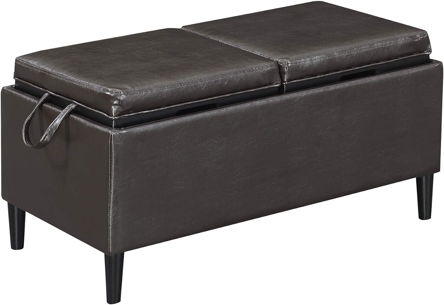 Convenience Concepts Designs4Comfort Magnolia Storage Ottoman with Trays, Espresso Faux Leather