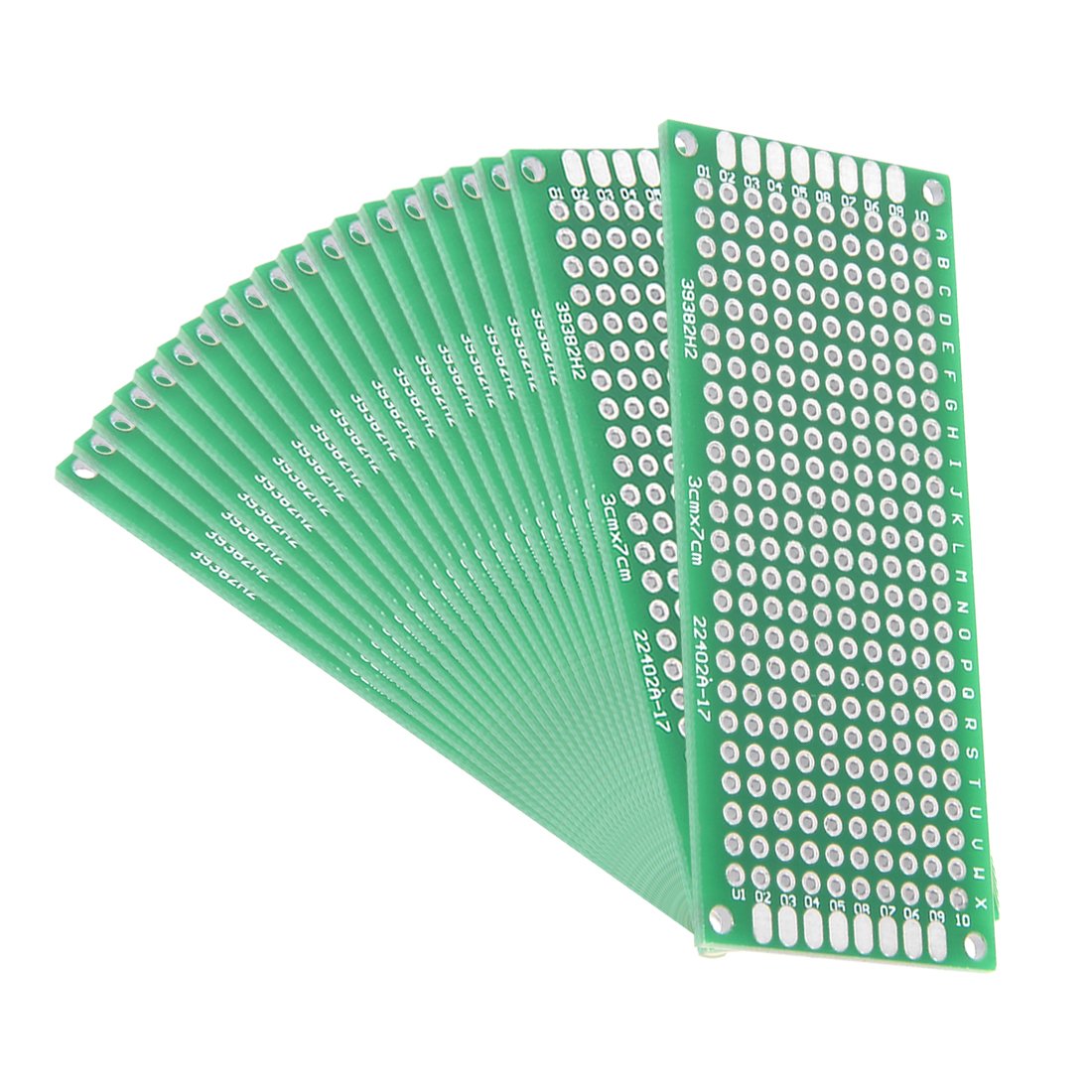 Sourcingmap 20pcs 3x7cm Double Sided PCB Board Universal Printed Circuit Proto Board for DIY Soldering Electronic Projects Practice Test Circuit