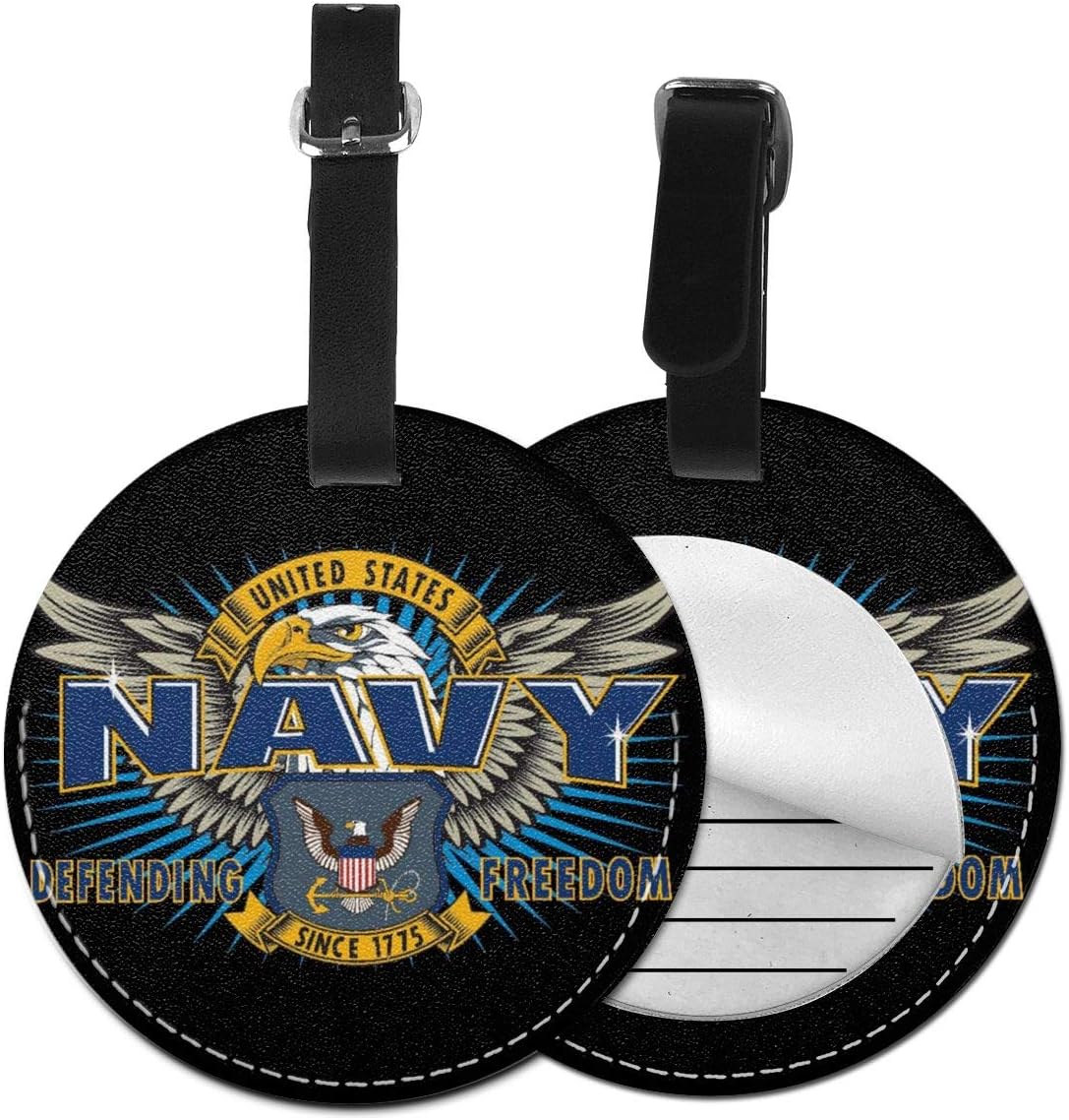 US NAVY DEFENDING FREEDOM Round Luggage Tags Travel Tags
