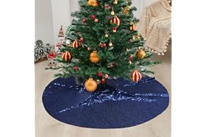 SquarePie Christmas Tree Skirt Sequin Glitter Halloween Decoration 50-Inch Navy Blue