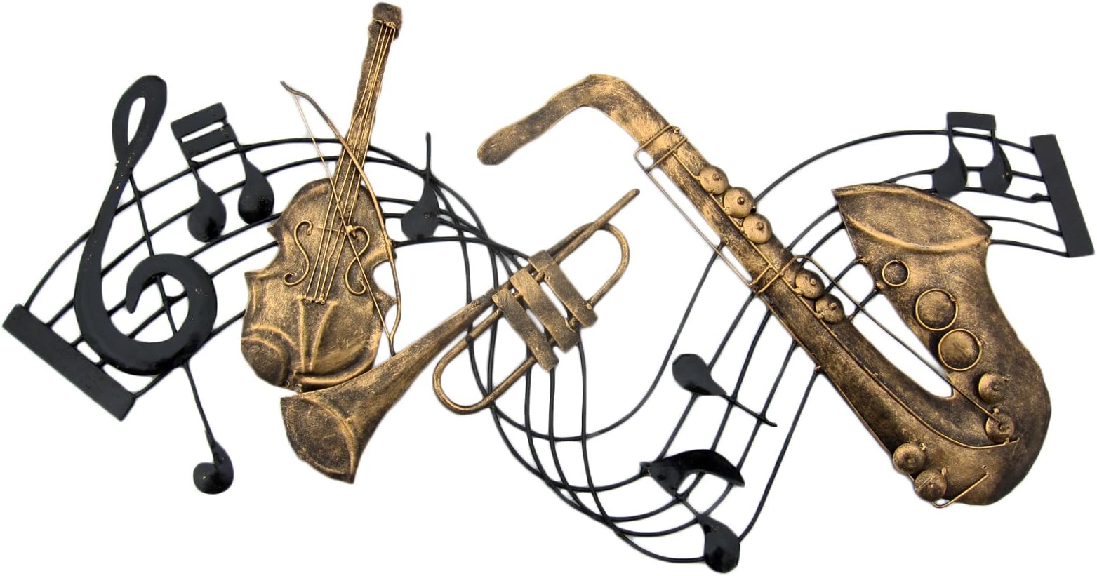 Double DuckMusical Note River + Musical Instruments Metal Wall Art - For Indoor/Outdoor Use 63 cm wide