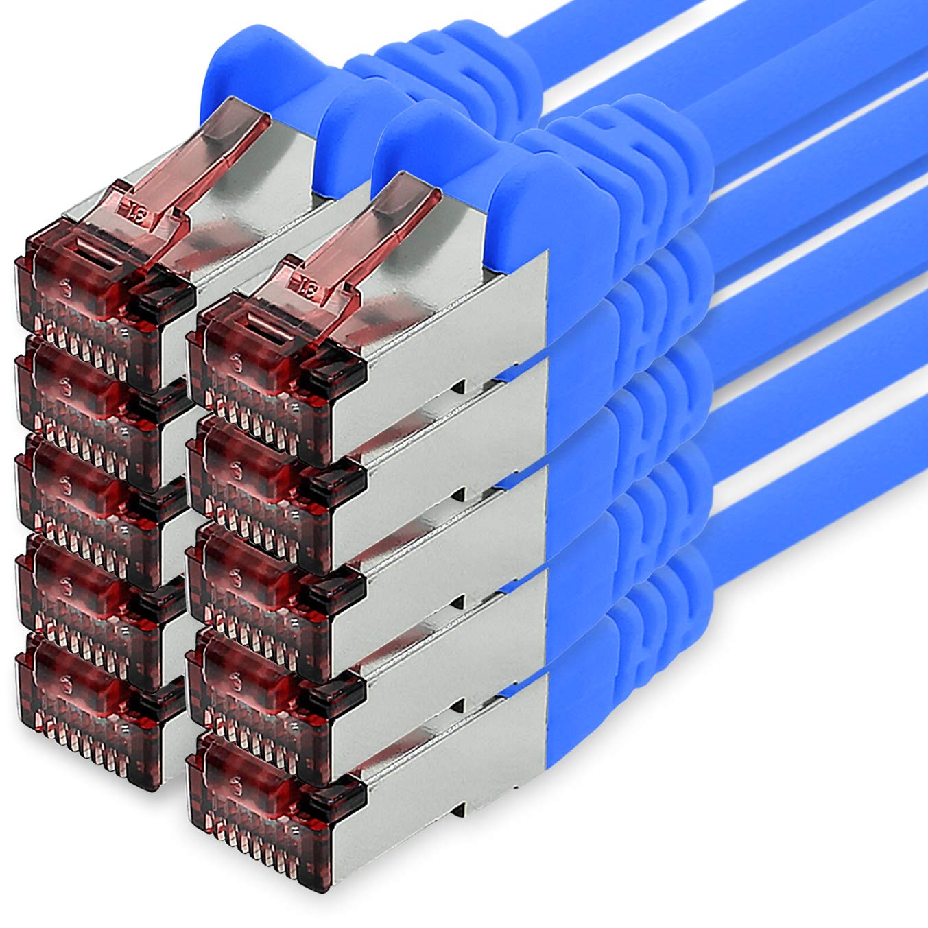 freiwerk Network cable Cat.6 0.25m blue - 10 x Ethernet cable Lankabel Cat6 Lan network cable Sftp Pimf patch cable 1000 Mbit s