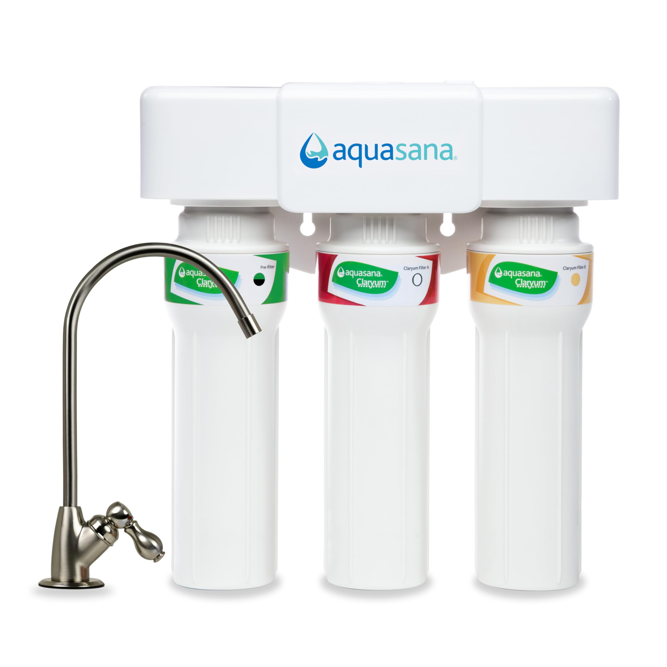 Photo 1 of (see all images) Aquasana Under Sink Water Filter System - Reduces PFAS, Lead, & Chlorine in Drinking Water - Under Counter Claryum Filtration for Kitchen 
