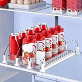 SZNLZQ Drink Organizer for Fridge,Holds 15 Cans | Self-pushing drink dispenser fits refrigerator shelves|Space-saving storage|Perfect for fridge organizers and storage