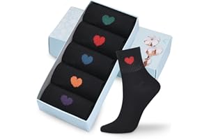 Corlap Women's Crew Socks Ankle High Cotton Fun Cute Athletic Running Socks Gifts For Women (5-Pairs With Present Box)