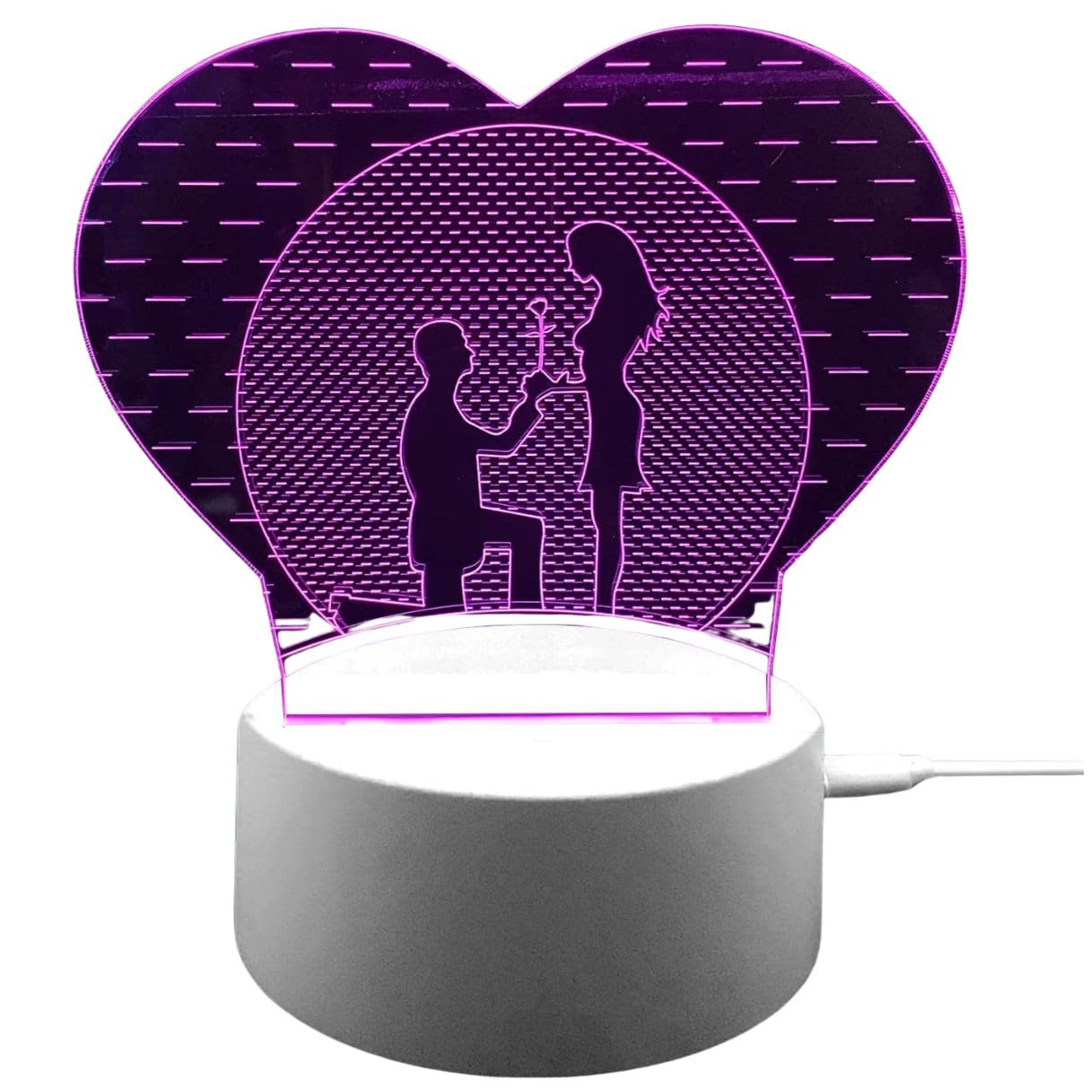 True Face 3D Optical Illusion Night Light, Touch LED Table Desk Lamp 7 Color Changing USB Charger Powered Touch Switch Desk Night Light for Kids Friends Gift Heart