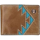 HOOEY Bi-Fold Leather Men's Wallet (Aztec - Turquoise)