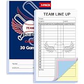 30/60/120/180 Baseball Lineup Card with 4-Part Carbonless, 16-Player Roster | 4.53"x 7.87" Batting Lineup Sheets Games, Softball Line up Book for Coaches, Umpires, Team, Sports Accessories