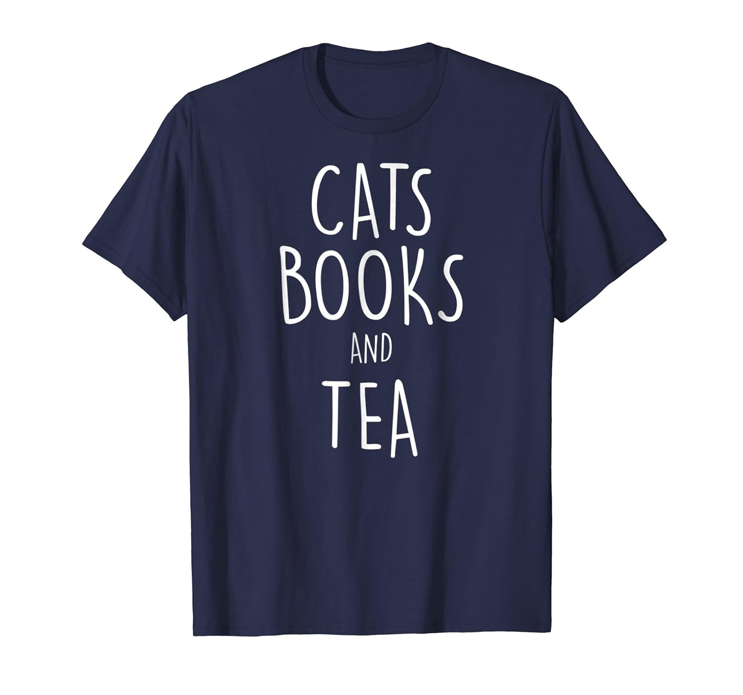 Cat Shirt Cats Books And Tea Funny Reading Men Women-AZP