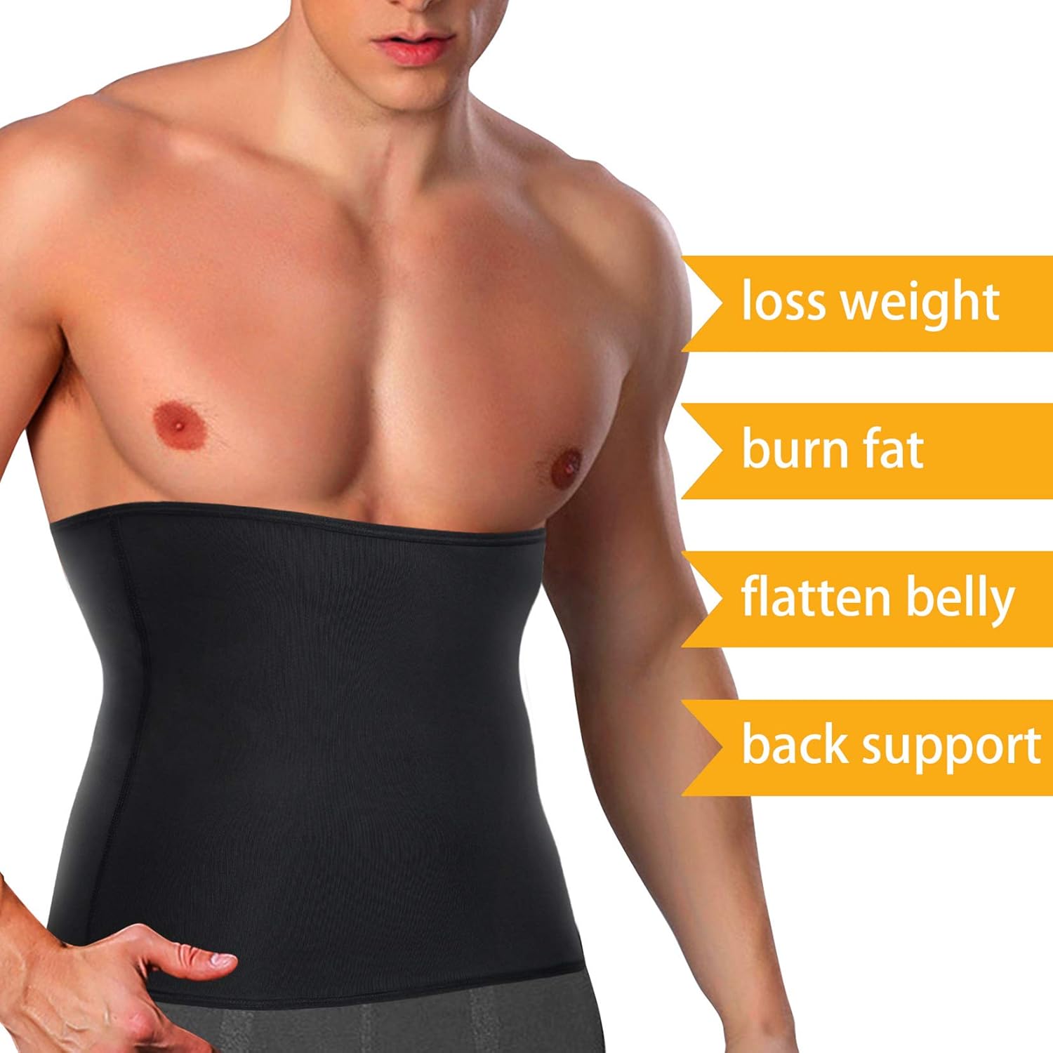 LODAY Waist Trimmer for Men Weight Loss,Stomach Trainer Sweat Workout Shaper,Neoprene-Free Slimming Sauna Belt: Clothing