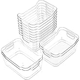 AntStep 12 Pack Clear Plastic Storage Bins, Pantry Organizers and Storage, Clear Pantry Organizer Bins, Plastic Containers with Handle for Kitchen,Freezer,Cabinet,Closet,Bathroom Under Sink Storage