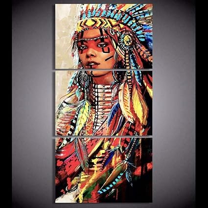 lcyfg Cuadros Salon Chica guerrera India nativa Americana HD Impreso 3