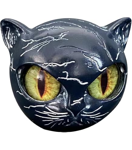 Sculpture De Chat Noir En Céramique Avec Yeux Verts - 8x8x9 Cm, Décoration Porte-bonheur Pour Maison Ou Bureau