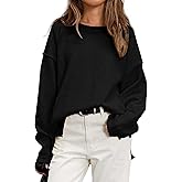GREAIDEA Women's Pullover Fall Winter Sweaters 2025 Long Sleeve Roll Crewneck Side Slit Oversized Knit Tunic Sweater Tops Black X-Large