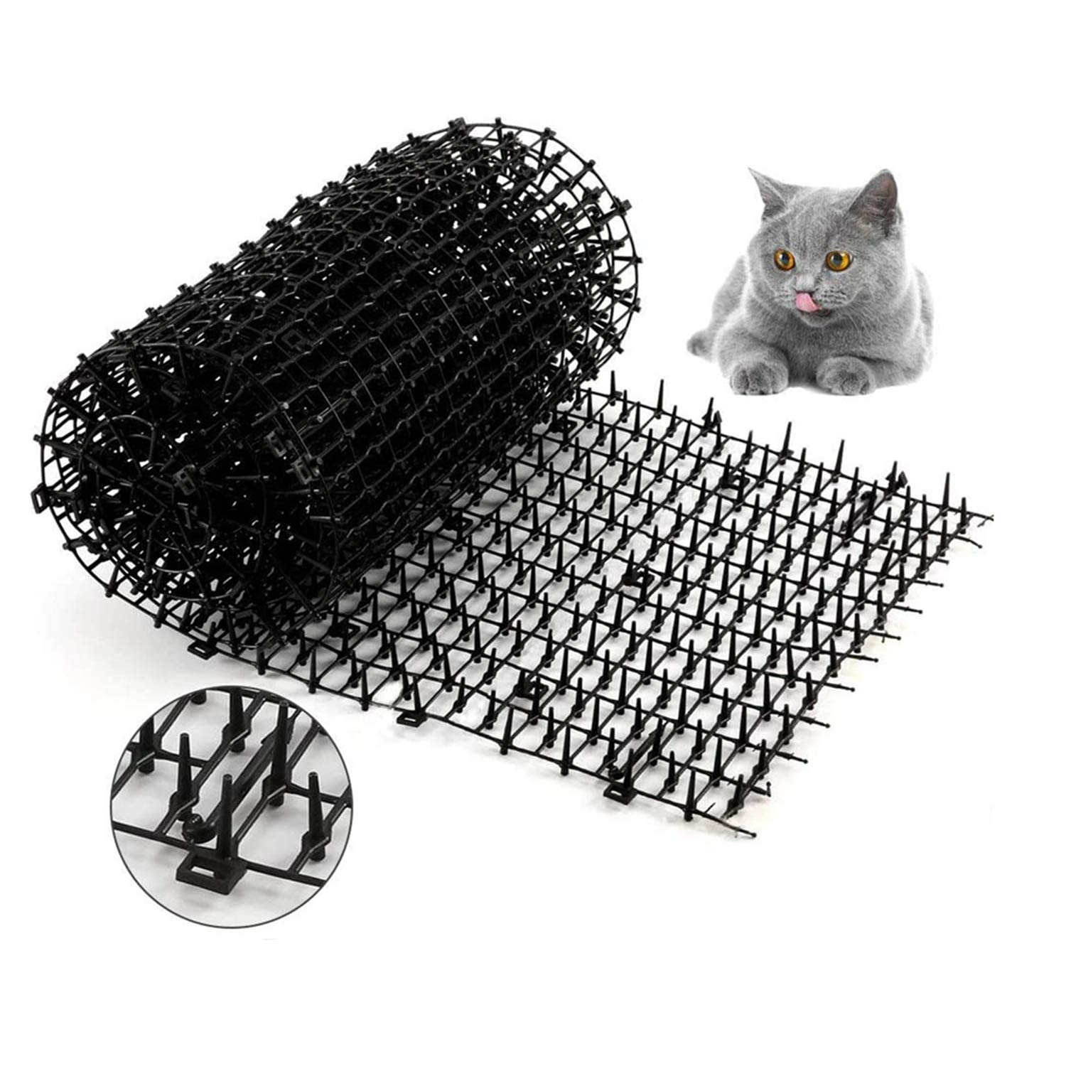 Cat Scat Mat with Spikes, 2m x 0.3m Cat Dog Animal Spikes Repellent Deterrent Mat, Anti Cat Mat for Garden, Fence