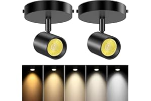 VANoopee 5-Color Dimmable Ceiling Spotlight Flush Mount Adjustable Directional LED Spot Lights Indoor Bright Accent Fixture for Art Picture Living Room - CRI90 24° Flicker Free 10W 800lm Black 2 Pack