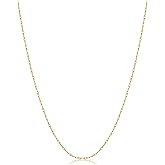 Kooljewelry Womens Classic Rope Chain - 14k Gold 0.8mm Very Thin Lightweight Necklace