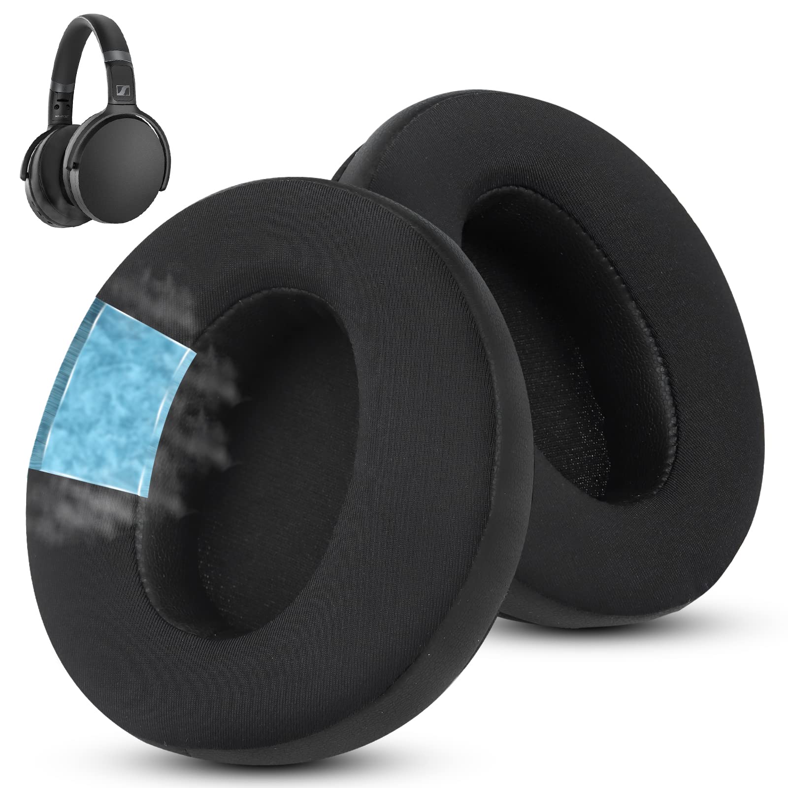 Wzsipod Replacement Cooling Gel Ear Pads for Sennheiser HD 4.50BT/HD 4.50BTNC/HD4.50SE/HD4.40BT/HD4.30G/HD4.20S/HD458BT/HD 450/HD450BT/HD400S/HD350BT-(Black)