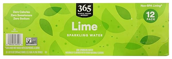 365 BY WHOLE FOODS MARKET, LIME SPARKLING WATER, 12 FL OZ