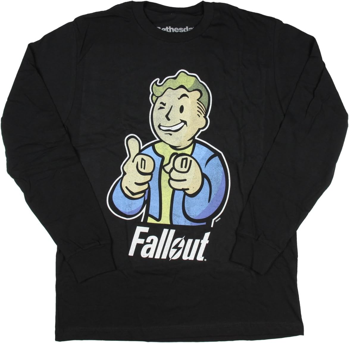 Fallout Vault Boy Character Mens Long Sleeve Shirt Licensed