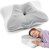 Sweetcrispy Cervical Pillow for Neck Pain Relief, Cooling Memory Foam | Contour Pillow for Side, Back, and Stomach Sleepers, Ergonomic Orthopedic Bed Pillow for Adults, Queen Size, Grey
