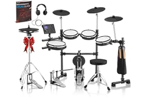 AKLOT Expanded-Size Electric Drum Set: Independent Double Pedal Bass Drum and 10’’ Dual-Zone Snare, Two-Piece Standalone Hi-Hat, 12’’ Triple-Zone Ride Cymbal, 460 Sounds, USB MIDI (B-CORE541D)