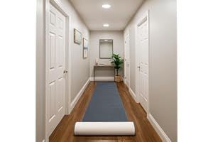 Kapaqua Custom Size Solid Plain Rubber Backed Non-Slip Hallway Stair Runner Rug Carpet Grey, 22in x 6ft