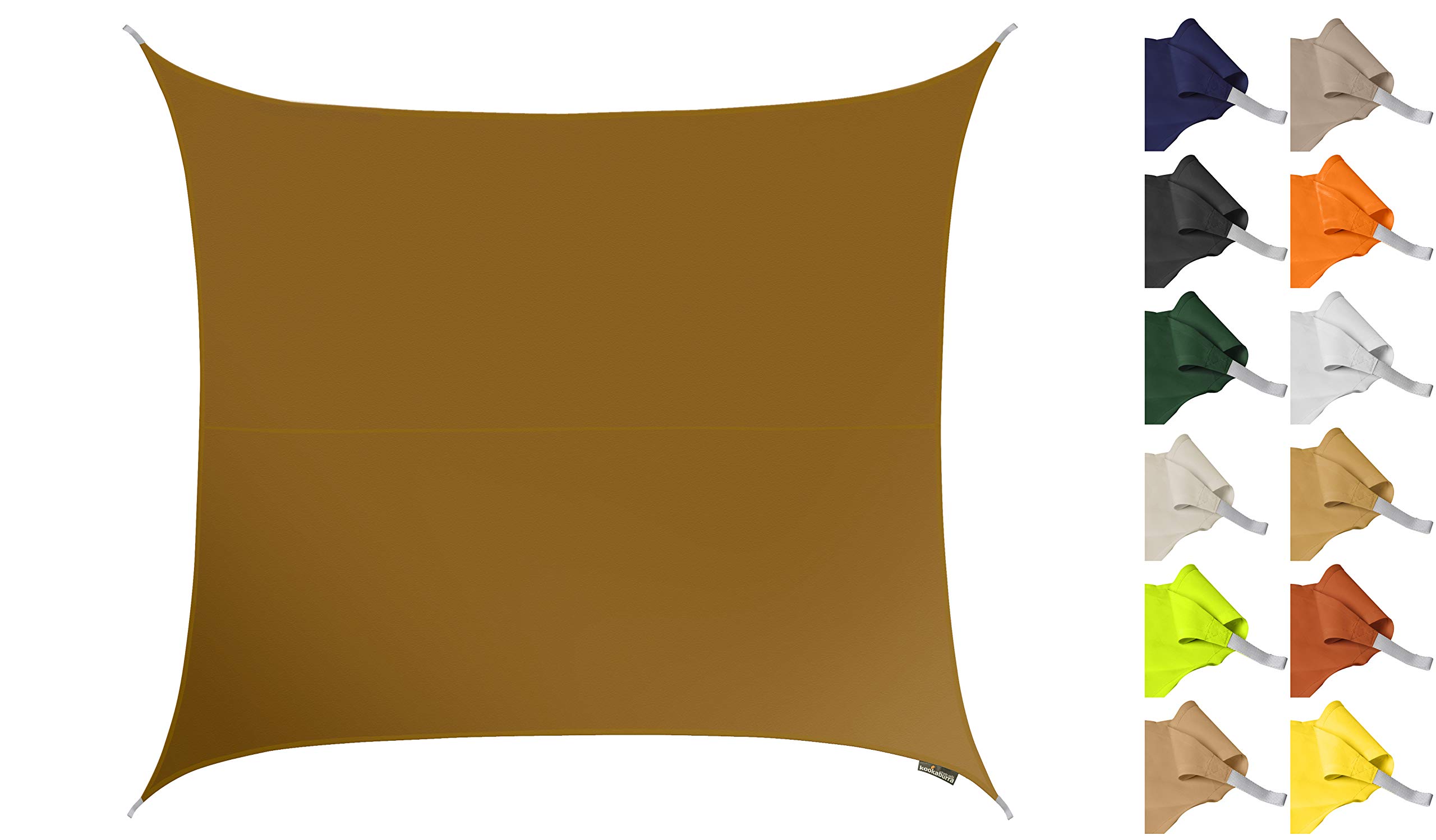 Kookaburra 5.4m Square Water Resistant Garden Patio Sun Shade Sail Canopy 96.5% UV Block with Free Rope (Mocha Brown)