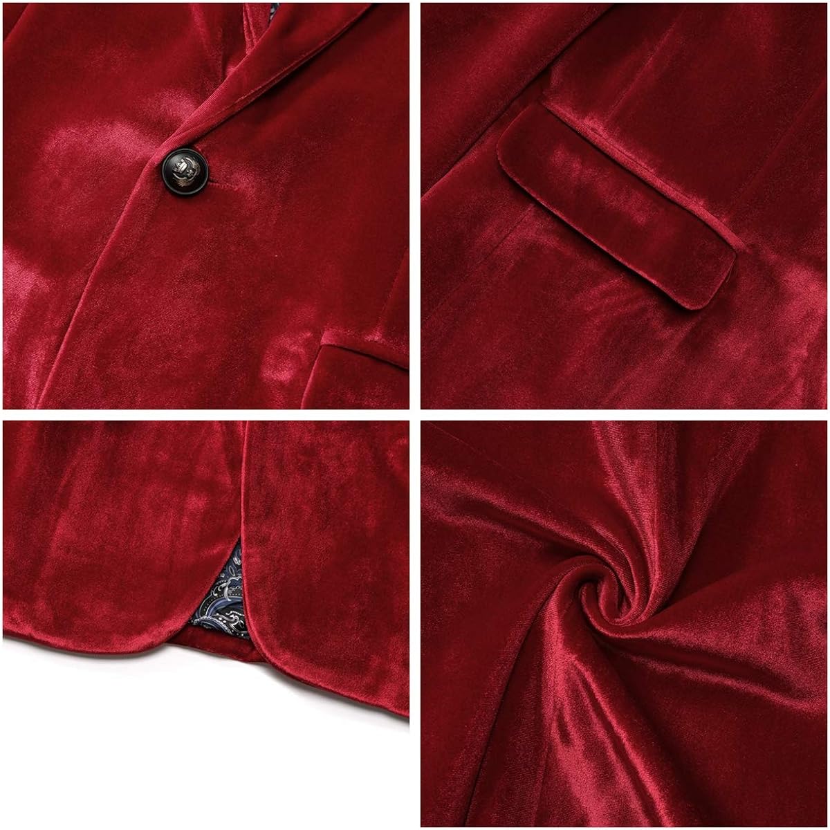 WEEN CHARM Men's Velvet Suit Jacket One Button Slim Fit Velvet Blazer at  Men’s Clothing store