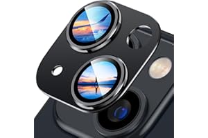 UniqueMe for iPhone 13/ iPhone 13 Mini Camera Lens Protector, [Strong Drop Protection] [Strong Adhesion] Metal Ring Tempered Glass Rear Camera Screen Cover - Black