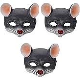 ABOOFAN 3PCS Rat Head Masks Rat Masks Animal Face Masks 3D Mouse Mask for Halloween Easter Costume Party Cosplay Props
