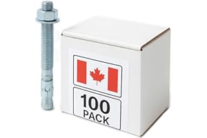 1/4" x 3" Wedge Anchors, 100 Pack – Zinc Plated Concrete Anchor Bolts, Heavy Duty Expansion Bolts for Masonry, Brick & Block 