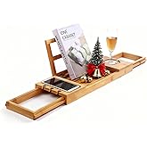 Utoplike Bathtub Caddy Tray, Bamboo Bath tub Tray with Adjustable Arms, Bath Table Holds Books/Tablets/Cell Phone/Towels/Food
