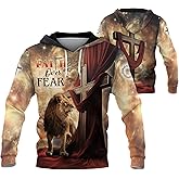 RustField Co. Faith Over Fear Hoodie, Christian Hoodies For Men, Cross Hoodie, Religious Hoodies For Men 1