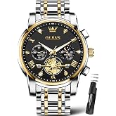 OLEVS Watches for Men Luxury Dress Stainless Steel Waterproof Chronograph | Big Face Casual 42MM Watches For Men Wrist Watch Classic Analog Roman Numeral Suitable For Everyday Wear,Relojes Para Hombre