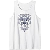Retro Aries Zodiac Shirt Retro Vintage Birthday Aries Sign Tank Top