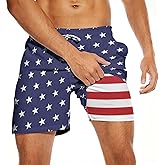Tasneem Mens Swim Trunks with Compression Liner Swim Shorts 5 Inch Inseam Quick Dry Mens Bathing Suit