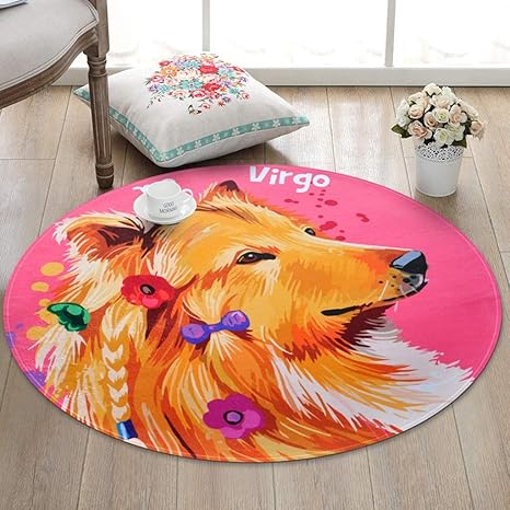Amazon Com Xiaofei Round Area Rug Non Slip Cartoon Dog Avatar