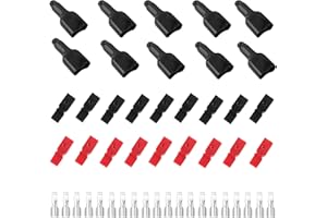 50pcs 45Amp Power Connectors Kit, 4-6mm (10-12 AWG) 20pcs Red & Black Housing Connectors with 20 Silver-Plated Copper Contact