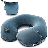 Keemall Inflatable Travel Neck Pillow for Airplane Train Car Washable Pillowcase U Shaped Office Napping Pillow