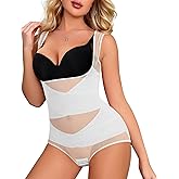 Nebility Shapewear for Women Tummy Control Bodysuit Faja Body Shaper Waist Trainer Snatched Corset Body Suit (3X-Large,White)