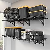 Jusgym 4 Pack Heavy Duty Garage Wall Shelving Set (2x3ft), Wall Mounted Garage Shelves 1400lbs Capacity, 24"x72" Shelf Storage Rack Floating Shelves, Black