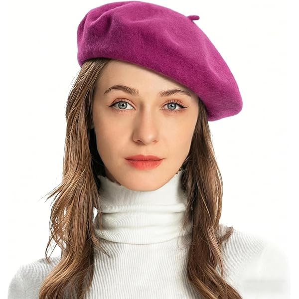 French Beret Hat Floral Solid Color Wool Beret Cap for  display picture 1