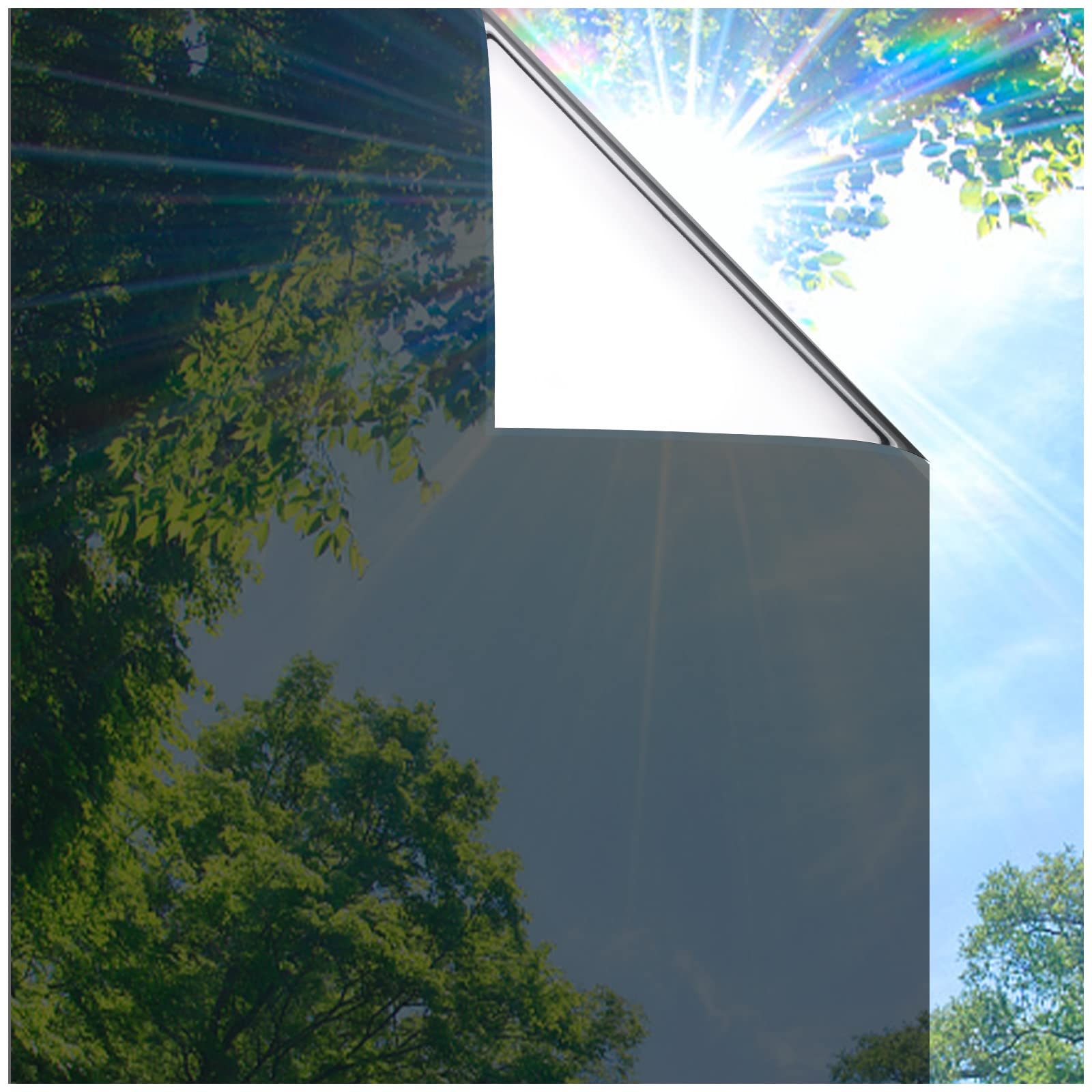 Photo 1 of Coavas One Way Window Privacy Film, Heat & Sun Blocking Window Film See Out Not in, Static Cling Window Tint for Home, Anti UV Reflective for Office Door (Black, 17.7 x 78.7 inches)