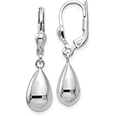 Polished Fancy Teardrop Dangle Leverback Earrings in Real 14k Gold