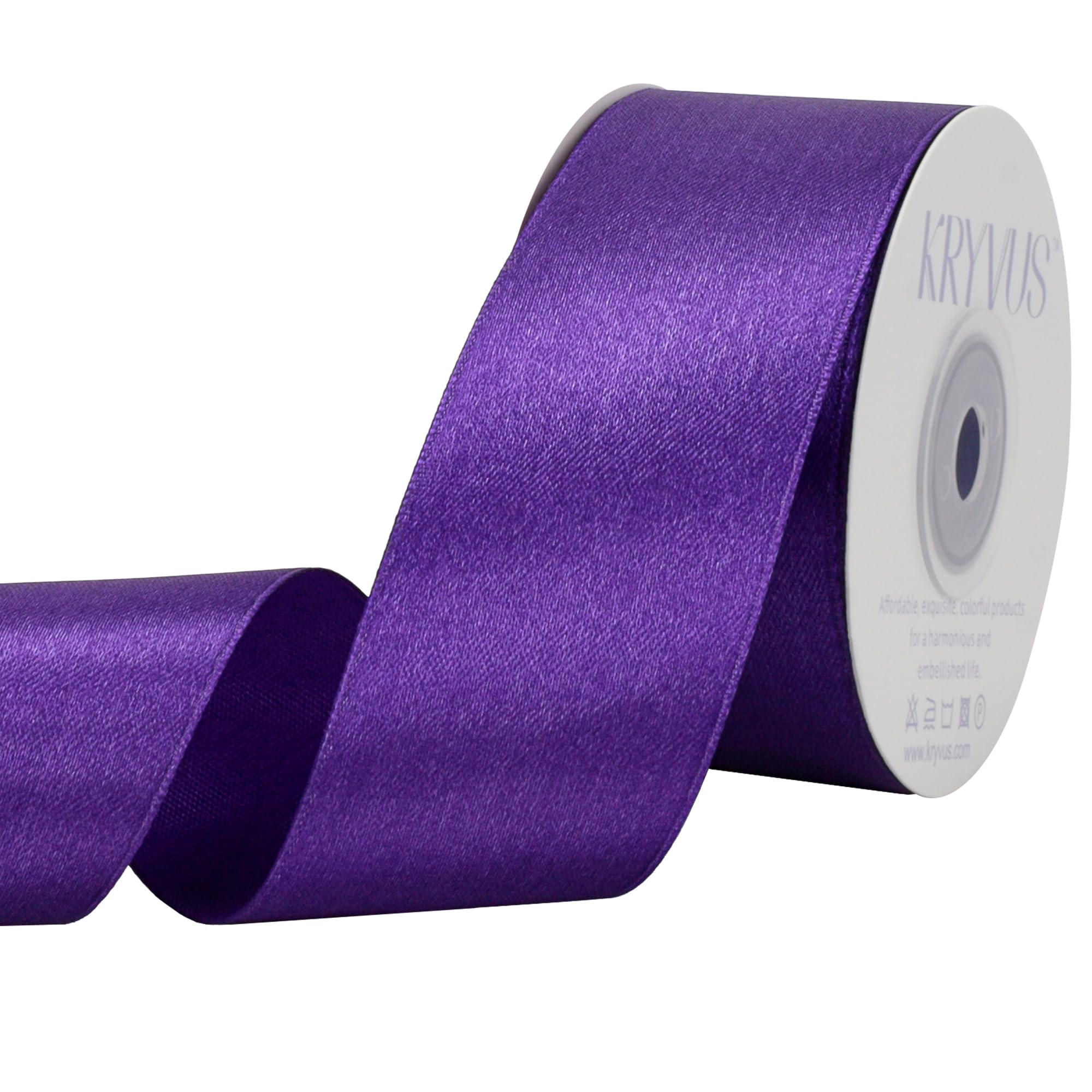 Kryvus Purple Satin Ribbon, 38mm x 22M Single Face Purple Ribbon, Solid Color Satin Ribbon Perfect for Gift Wrapping, Crafts, Bow Making, Sewing and Wedding Decorations
