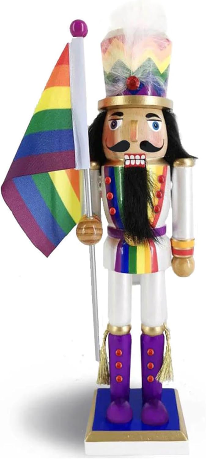 Nutcrackers - Nutcracker Ballet Gifts, Pride Nutcracker Ornaments, Wooden Figure Decoration with Rainbow Detail for Home Decor, 12 Inch