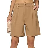 CHEERYAH Women's Bermuda Dress Shorts Wide Leg Long Shorts High Waisted Dressy Casual with Pockets 7"